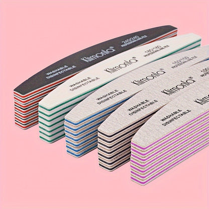 Nail File Set Professional Half Moon Rolled Sanding Strips 5 & 10 Pcs - Gray Sanding Bands for Shaping Buffing Smoothing Natural Acrylic Gel Press-On Nails - Salon Quality Nail Filing Tools for Women