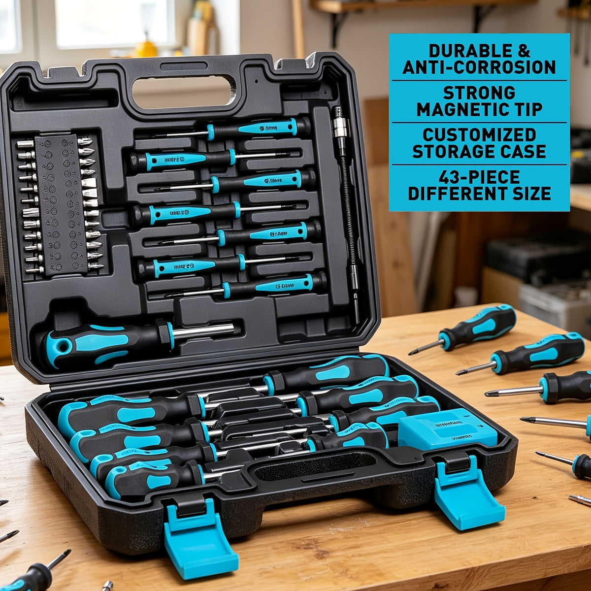 43pcs Magnetic Screwdriver Set with Magnetizing and Demagnetizing Tools - Interchangeable Batch Head, Ergonomic Handle and Magnetic Base - Suitable for Manual Tools in Automobiles and Electronic Products,Precision Screwdriver Set for Tools for Men