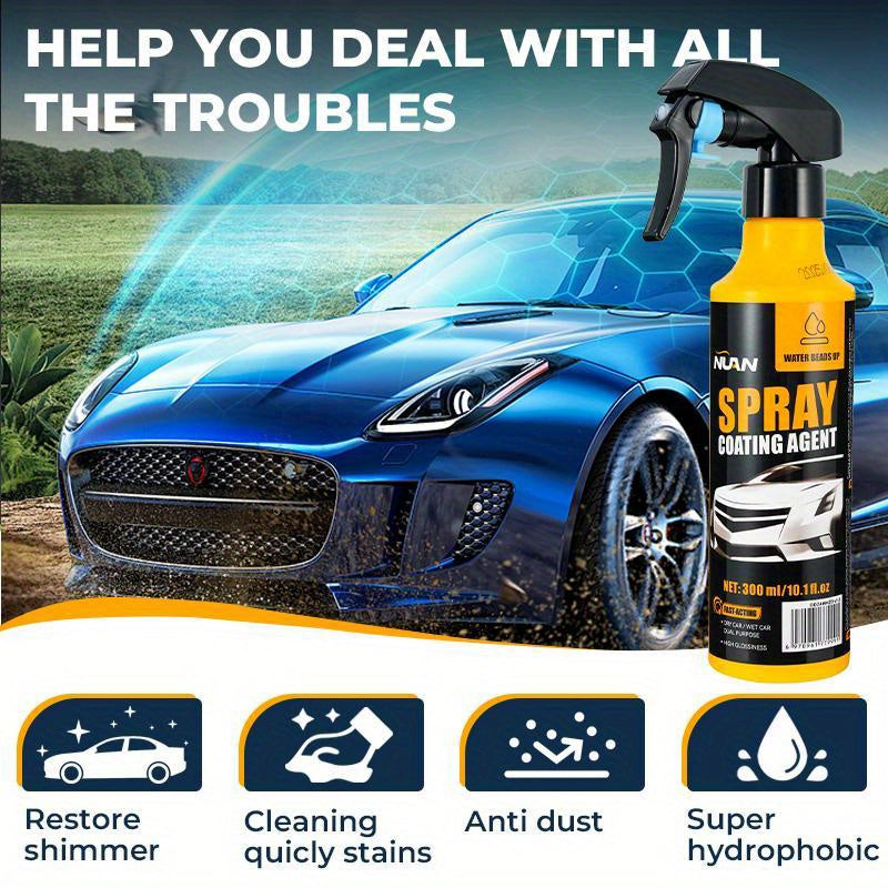 10.14oz NUAN Car Paint Coating & Restoration Solution Stain-Resistant Rainproof Multi-functional Cleaning and Coating Spray- Effectively Cleans Stains, Brightens Car Paint, Provides Quick Coating, and Offers Long-lasting Protection for Car Paint