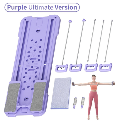Portable Pilates Reformer Board 9-in-1 – Foldable Ab Wheel & Push-Up Workout Machine for Full Body Core Training, Muscle Toning & Home Gym Fitness
