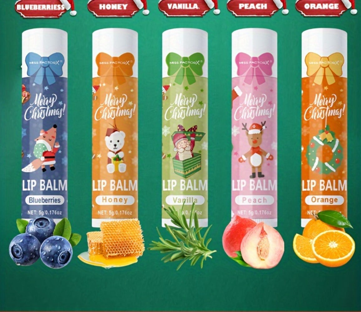 Moisturizing Lip Balm Set 10-Pack with Vitamin E — MISS FACTORX Natural Look Lipstick Collection for Women, Hydrating & Nourishing, All Skin Types, Christmas Holiday & Valentine's Day Gift