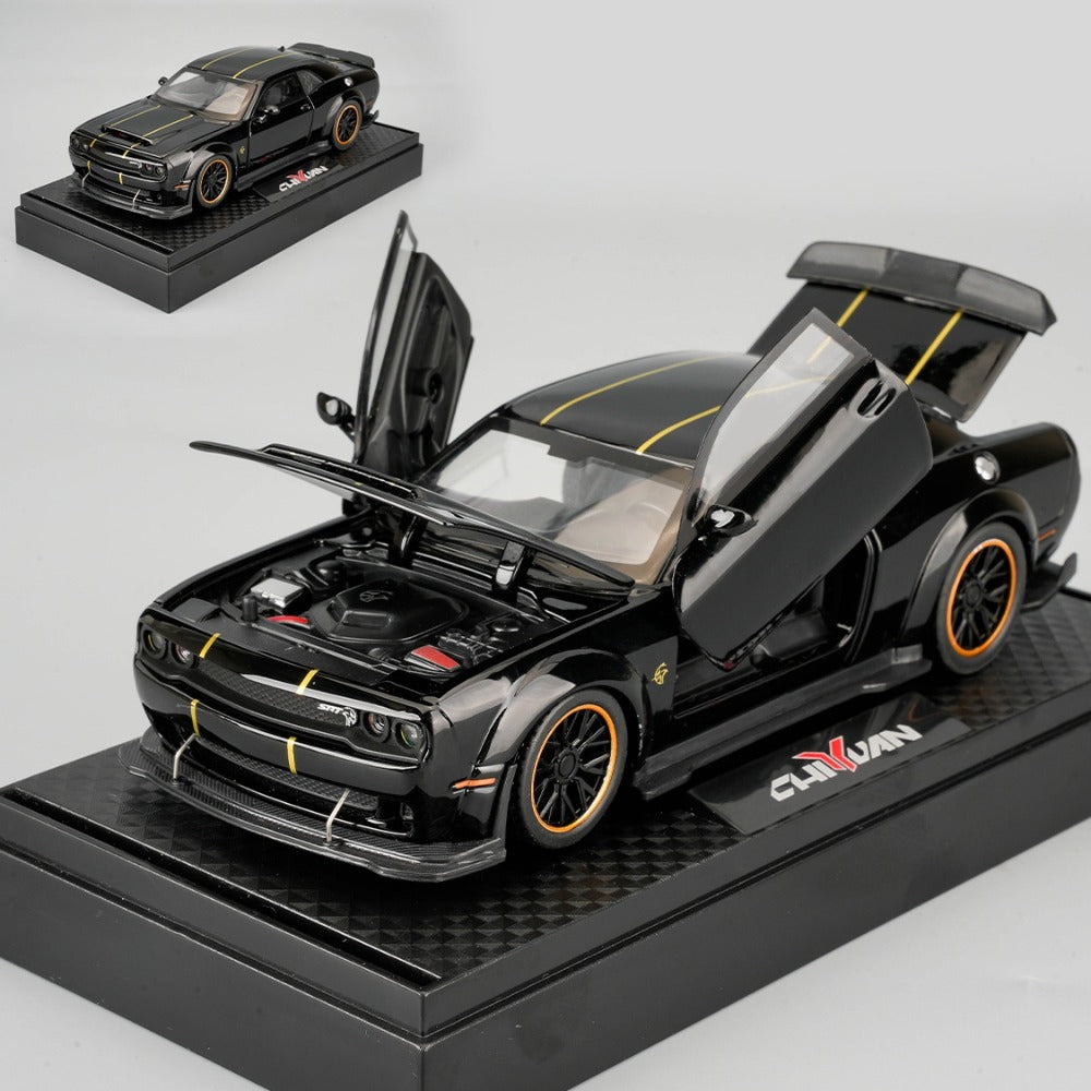 1:32 Scale Dodge Hellcat Die-Cast Metal Car Model with Openable Doors & Display Base – Collector Diecast Vehicle, Desk Decoration, Birthday Christmas Gift for Adults Men