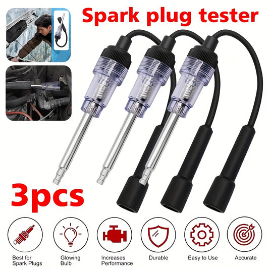 3pcs Spark Plug Tester - Automotive Diagnostic Tool with Glowing Bulb, Durable Metal Construction & Easy-Use Design for Cars, Lawnmowers, Engines, Spark Plug Tool