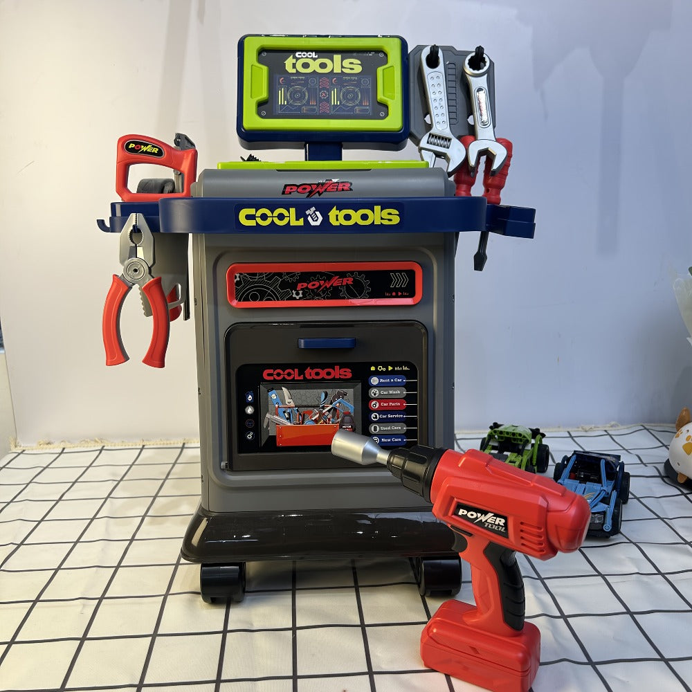Kids Tool Kit 41pcs with Folding Workbench & Electric Drill Toy – STEM Engineering Playset with Storage | Interactive Construction Playbench, Realistic Role Play Set for Boys & Girls Ages 3 4 5, Christmas Gift