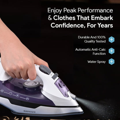 Steam Clothes Iron with Ceramic Coated Soleplate – Precision Thermostat, 3-Way Auto-Off, Self-Cleaning, Anti-Calcium & Anti-Drip, Lightweight Travel & Home Garment Iron