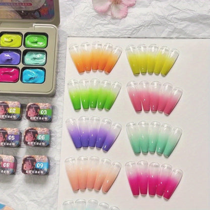 Gel Nail Polish Set 9 Colors Rainbow - MORDDA Mini Nine-Grid High Saturation Long Lasting No Alcohol Gradient Ombre Nail Art Kit UV LED Soak Off Salon Quality Gift for Women