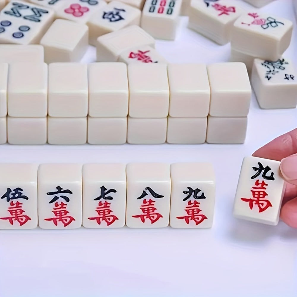 Mini Mahjong Set Portable Travel Size – Authentic Compact Mahjong Game for Family Fun, Logical Thinking & On-The-Go Entertainment, Great Gift for Adults Teens and Families
