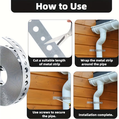 Galvanized Steel Pipe Support Bar with Pre-Drilled Holes - Heavy-Duty Corrosion-Resistant Hanging Rod for Plumbing HVAC Garage Workshop, Industrial Metal Tube Rack, 5m / 10m / 15m Options