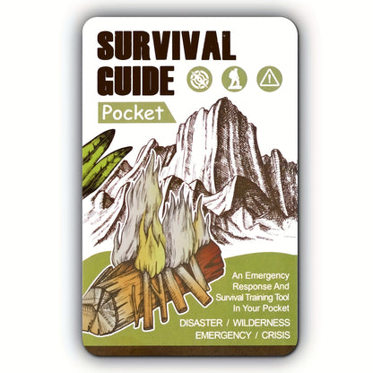 Pocket Survival Guide Card – 67 Life-Saving Skills & 175 Tips | Waterproof EDC Emergency Reference for Hiking, Camping & Disaster Prep