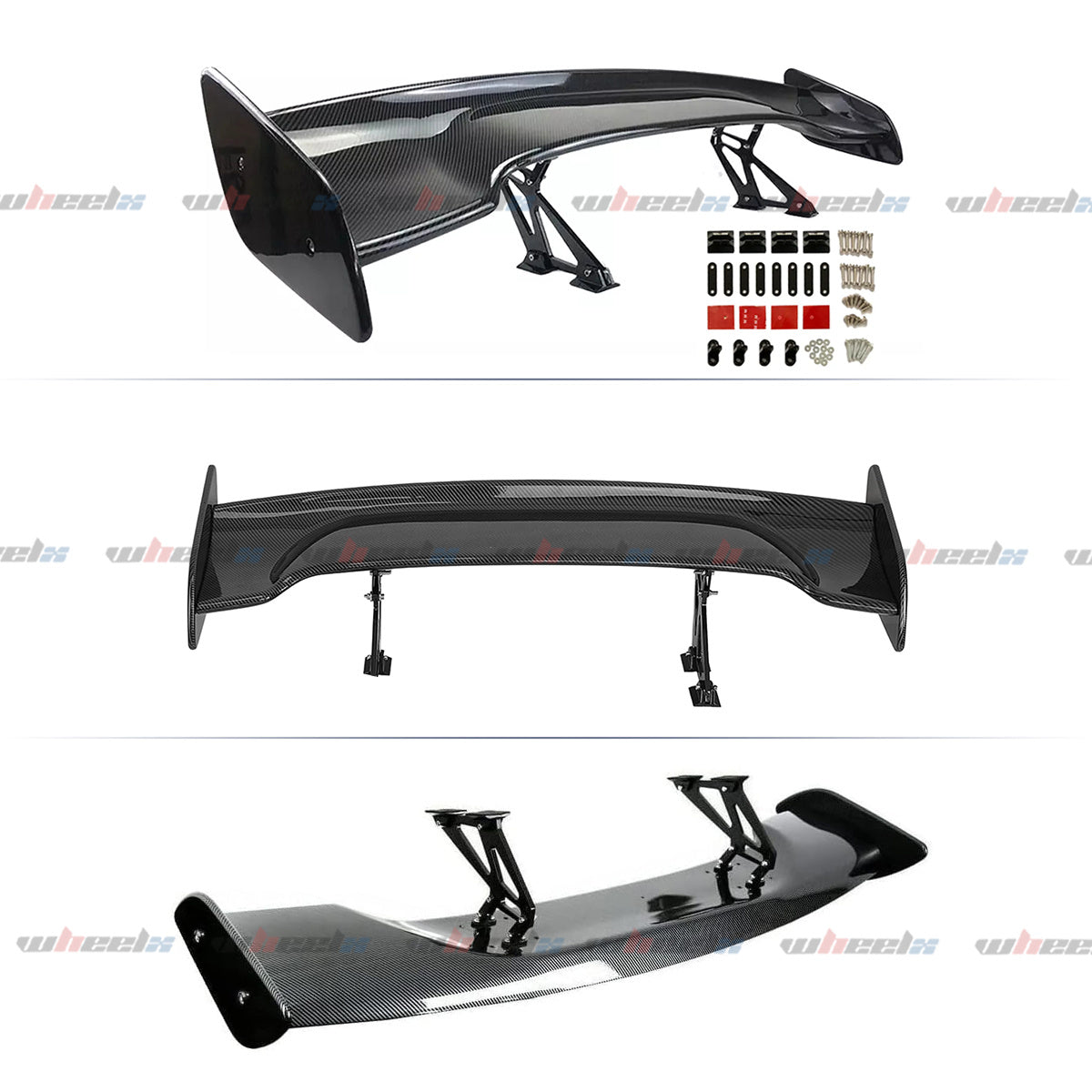 57 Inch Universal Rear Trunk Spoiler Wing GT Style ABS Racing Car Spoiler Compatible with Sedan Coupe Hatchback Wide Adjustable Rear Spoiler Wing Matt Black/ Glossy Black/ Carbon Fiber