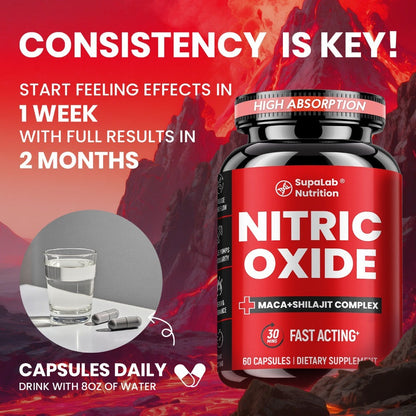 Nitric Oxide Supplement for Men with L-Arginine, L-Citrulline & Beetroot - Blood Flow, Energy & Focus Support - Men's Health Vitality Capsules - Buy 2 Get 1 Free Value Pack