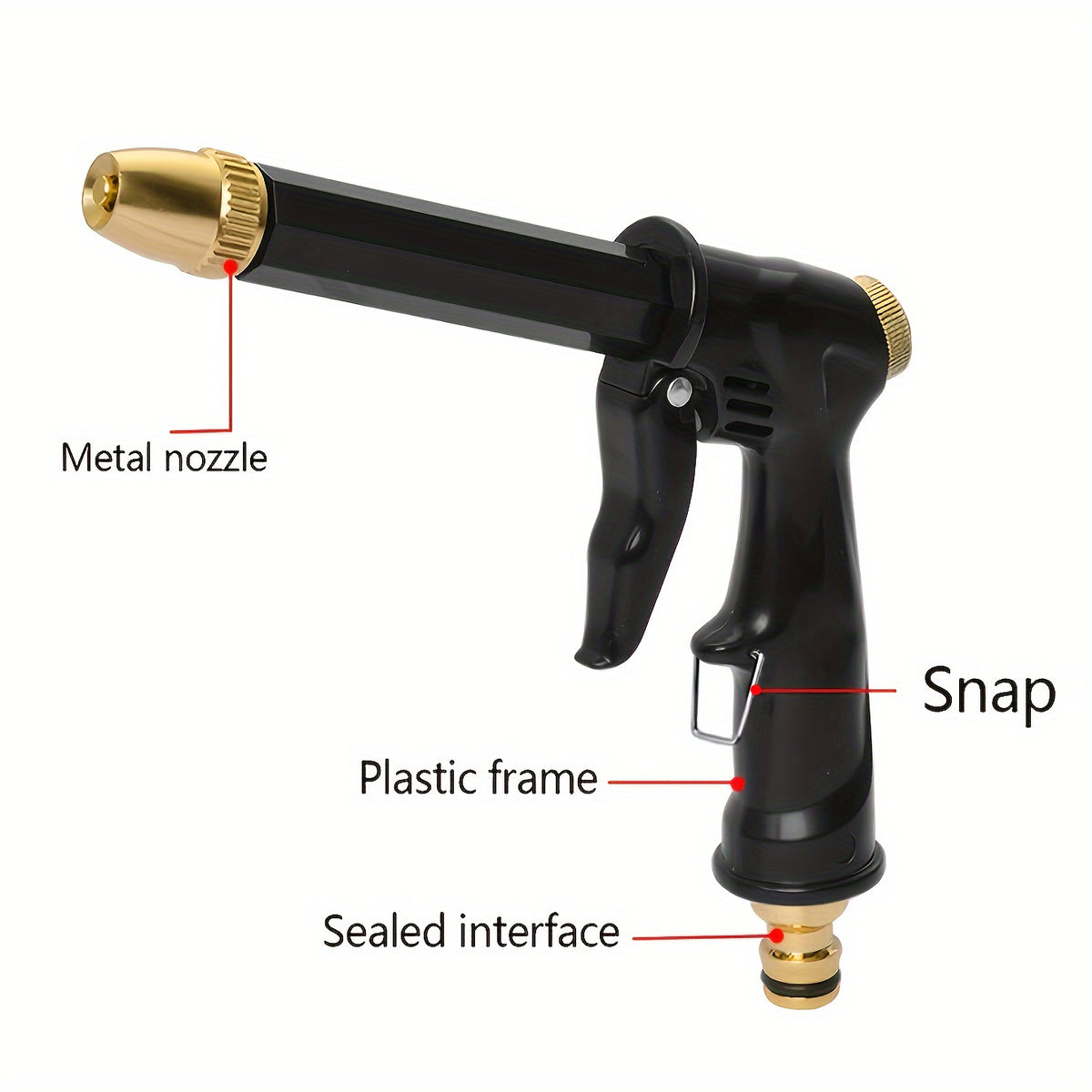 High-Pressure Adjustable Garden Hose Nozzle - Portable, Durable Plastic, Ideal for Car Wash & Pet Cleaning, Garden Watering, and Outdoor Use, Garden Watering Nozzle|Adjustable Spray Pattern|Durable Plastic Nozzle, Garden Hose Nozzle