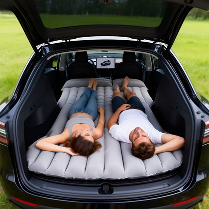 Inflatable Car Bed SUV Air Mattress – Flocked RV Camping Mattress 75"x51" with Storage Bag & Repair Kit | Black, Gray, Beige, Brown