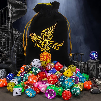 Polyhedral Dice Set 105 Pieces 15 Sets of 7 – D4 D6 D8 D10 D12 D20 in 15 Vibrant Colors with Large Drawstring Bag, for Dungeons & Dragons DND RPG MTG Pathfinder Tabletop Games, Dungeon Master Gift