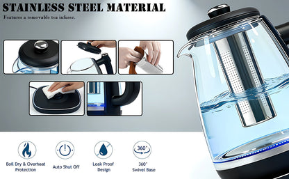 Electric Kettle 1150W Fast Heating – Removable Stainless Steel Filter, Overheat Protection & Easy to Clean, Versatile Hot Water Kettle for Coffee, Tea & Drinking Water, Ideal Kitchen Gift