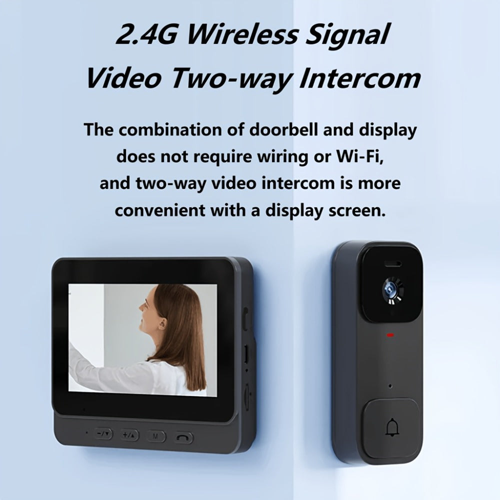 Smart Video Doorbell Wireless Touchscreen Display | Motion Detection 2-Way Audio Local Storage No Subscription | Easy No-Wire Install Home Security Doorbell Camera System