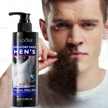 Hair Removal Cream for Men 150ml Fast Painless Depilatory for Body Face Underarm Leg & Intimate Area – Smooth Skin Formula, Razor-Free Grooming, Father's Day Gift