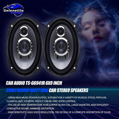 1 Pair Car Audio TS-G6941R 6X9 Inch 2 Way 1000W Watt Max Car Stereo Speakers- Universal 3 Way 2pcs 1000W Car Coaxial Auto Audio Music Stereo Full Range Frequency Hifi Speakers Non-Destructive Installation