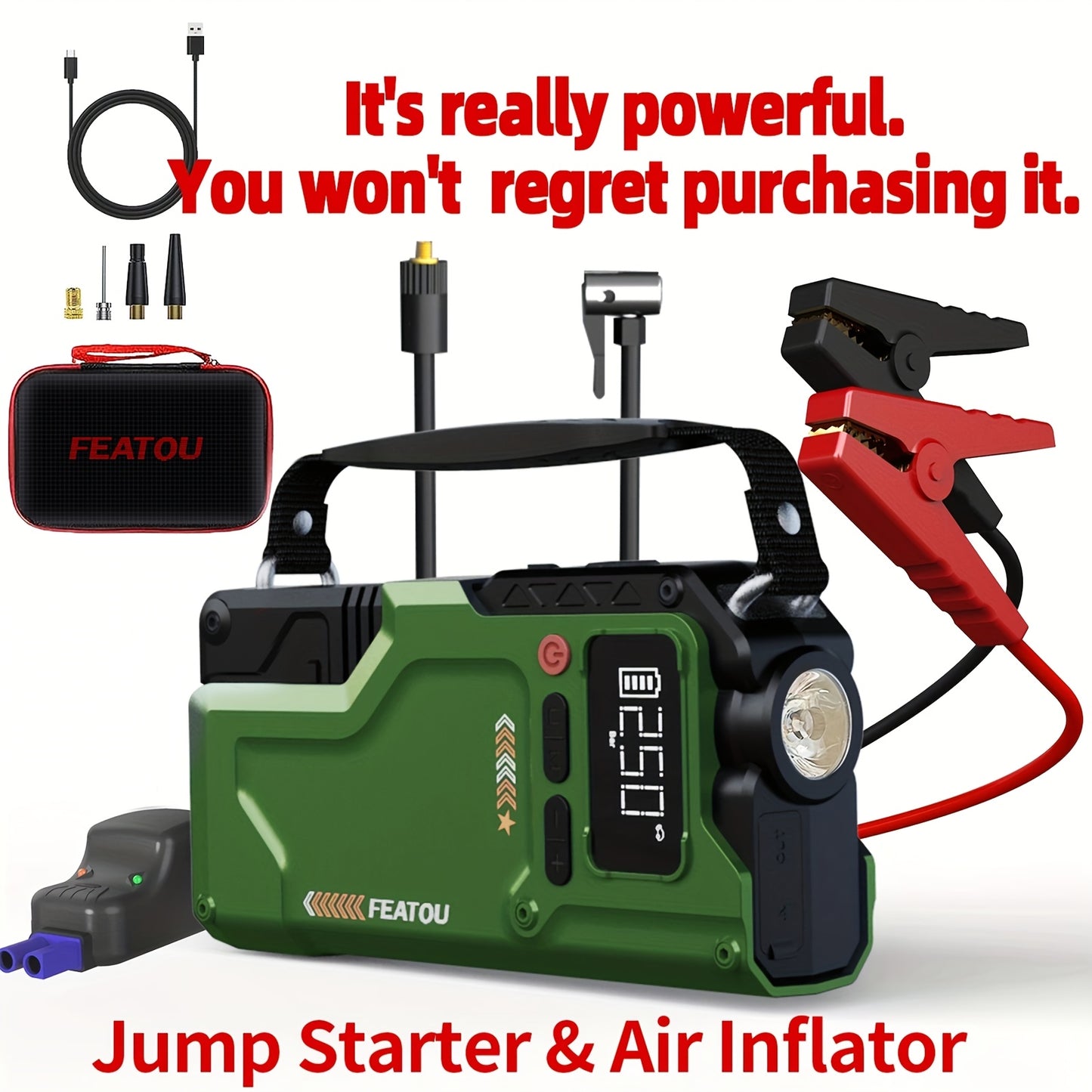 20000A Jump Starter with Air Compressor, Heavy Duty Jump StarterBox Jump Starter Battery Pack 150PSl with Digital Tire Inflator, Car Battery Charger Portable for 2.64gal GasOr 2.38gal Diesel Battery Charger, Car Jumper Starter Portable