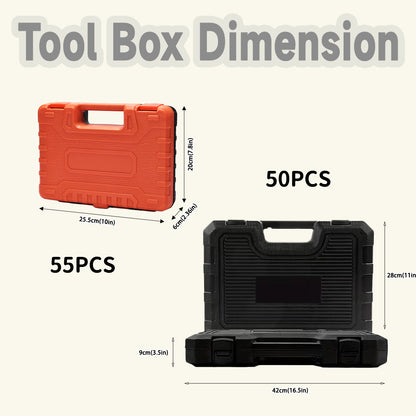 50/ 55pcs High-End Professional Tool Sets, Auto/ Bicycle Maintenance Machinery Sets, Racing-Class Auto Parts Maintenance Ratchet Wrenches Or Other Auto Maintenance Parts Tool Sets