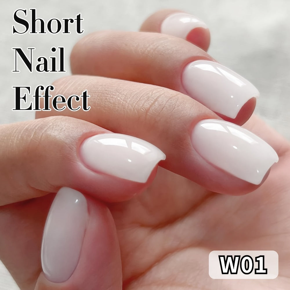 Milky White Glass Nail Gel Polish Sheer Jelly 15ml Alcohol-Free - Long Lasting Glossy Glazed Finish Korean Japanese K-Beauty Semi-Permanent UV LED Gel for Salon & Home DIY Manicure Women