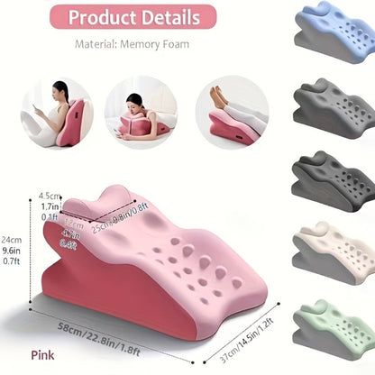 Memory Foam Pillow Ergonomic Support 2 Styles Multi-Functional Breathable for Side Sleeping Back Sleeping Prone Position Removable Washable Pillowcase Back Support