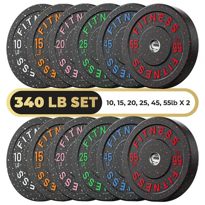 Bumper Plates Colored Rubber Weight Plates – 2-Inch Olympic Barbell Plates for Weightlifting & Strength Training, High Bounce Floor Protection, Low Odor, Non-Slip Surface, Home Gym & Commercial Gym
