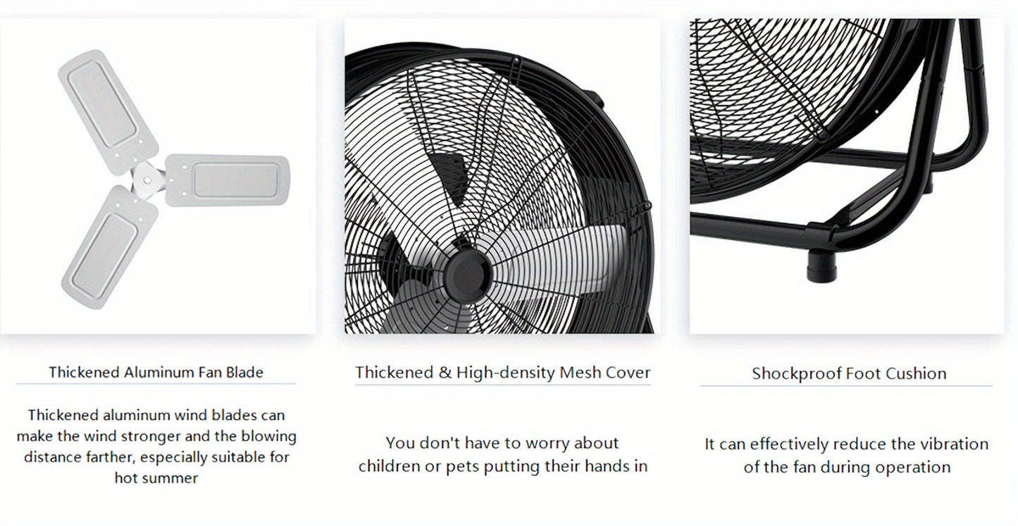 Industrial Drum Fan 24 & 30 Inch | High Velocity Floor Fan 9460-14000 CFM, 3-Speed Air Circulator with 180° Tilt for Warehouse, Garage, Workshop, Job Site & Large Space Cooling – Multiple Colors