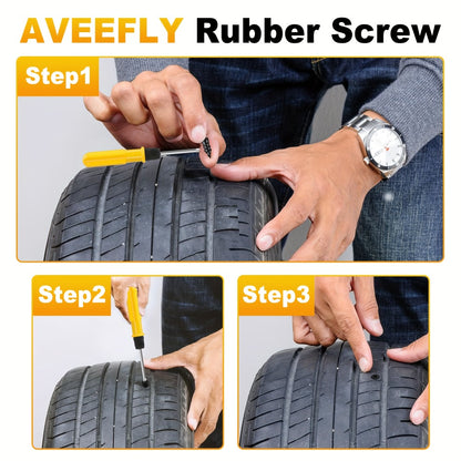 Tire Repair Nails Kit Rubber Screws – Self-Service Vacuum Tire Puncture Repair Set for Car Motorcycle ATV Truck Trailer, 120 / 200 / 300 Pcs, Screwdriver Included
