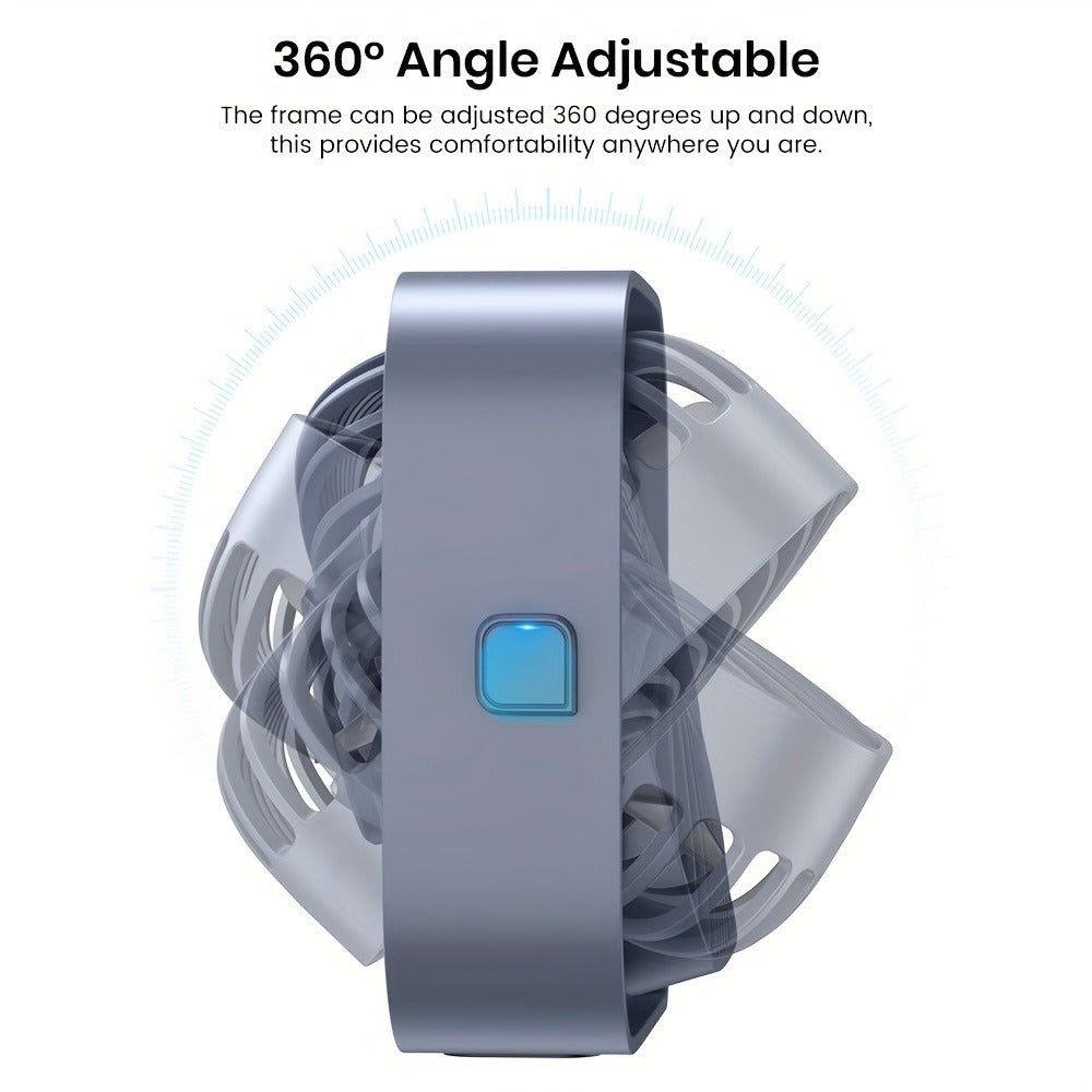 USB Desk Fan Portable, Small Personal Fan 3 Speed Settings 360° Rotation Silent Operation, Compact Lightweight USB Powered Cooling Fan for Home Office Dorm Bedroom Travel, Grey Blue Pink White