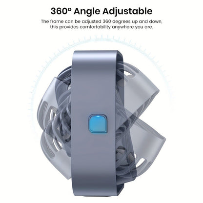 USB Desk Fan Portable, Small Personal Fan 3 Speed Settings 360° Rotation Silent Operation, Compact Lightweight USB Powered Cooling Fan for Home Office Dorm Bedroom Travel, Grey Blue Pink White