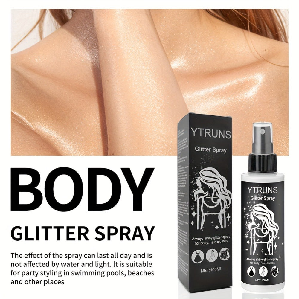 Body Shimmer Spray for Women – Star-Shaped Glitter Sparkle Mist 100ml Hydrating Formula for Body Hair & Clothes, Daily Wear Festival Rave Photoshoot Glow