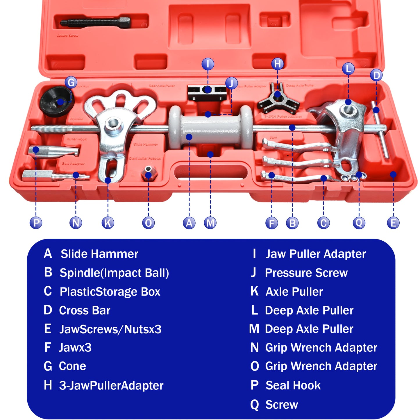 19-Pc Slide Hammer Puller Kit Bearing/Race/Seal Remover Tool Set 10LBS Forged Steel Hammer 12 Adaptors Universal For Auto Repair Shops &, Men Gifts