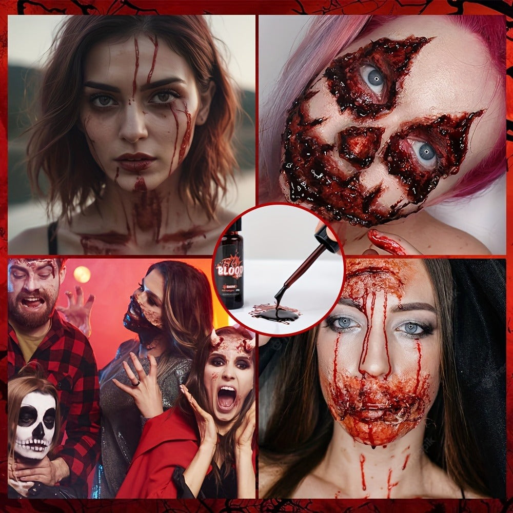Fake Blood Makeup Kit 3pcs SFX Paste with Brush – Realistic Fresh Dark & Old Blood Special Effects Makeup for Halloween Zombie Vampire Cosplay Theater & Film