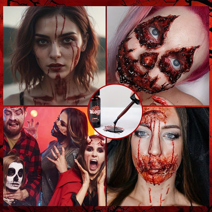 Fake Blood Makeup Kit 3pcs SFX Paste with Brush – Realistic Fresh Dark & Old Blood Special Effects Makeup for Halloween Zombie Vampire Cosplay Theater & Film