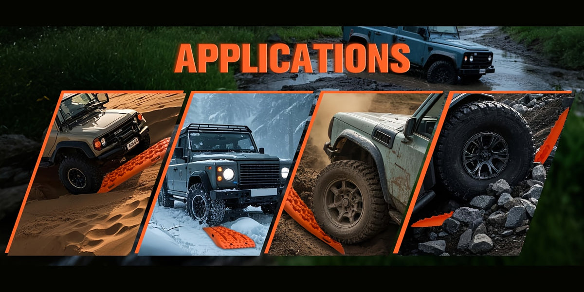Off-Road Traction Boards, Recovery Boards for 4WD Mud, Sand, Snow, Rock Tracks.4X4 Pair Recovery Tracks Tire Traction Mats with 2 Straps for RV Truck Jeep SUV- Tire Traction Pads for RV Truck 4X4 Jeep SUV Emergency Tire Traction, Orange, Red