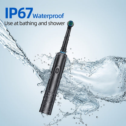 Electric Toothbrush with Smart Timer – Sonic Whitening, 3D Round Soft Bristle Head, IPX67 Waterproof, USB Rechargeable, 4 or 8 Brush Heads, Black White Pink for Adults, Couples & Families