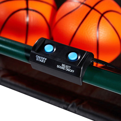 2 Player Indoor Basketball Arcade Game EZ Fold - Dual Hoop Shot Challenge with LED Scoring, 8 Game Modes, 3 Basketballs & Air Pump, Foldable Frame 60x25.5x63 Inch, Home Game Room Family Fun