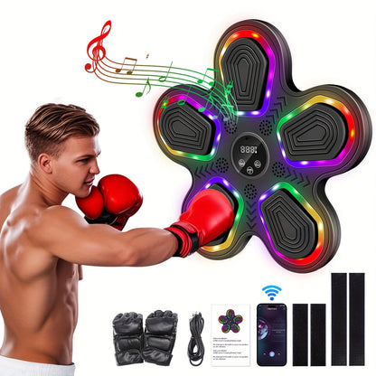 Wall-Mounted Music Boxing Machine – Smart LED Rhythm Trainer with Boxing Gloves, Touch Screen & Surround Sound for Home & Gym