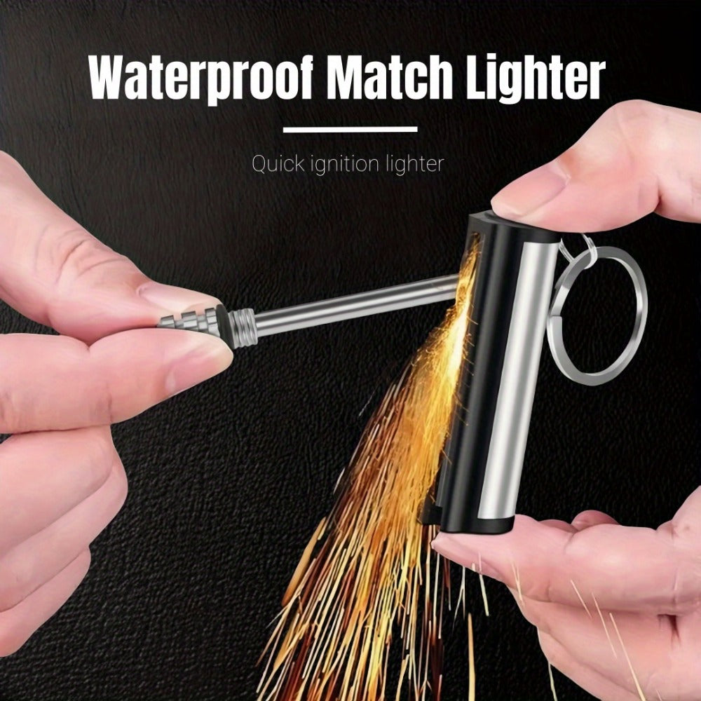 Metal Match Kerosene Lighter 10pcs, Emergency Survival Matches Multi-Functional Keychain Fire Starter for Outdoor Camping Hiking Survival Gear, Windproof Reusable Fire Starting Tools – No Lighter Fuel Included