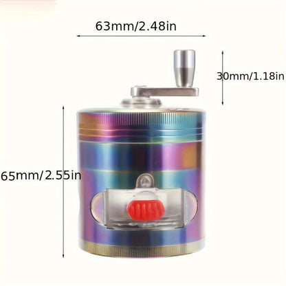 Spice Grinder 4-Layer Hand Crank Metal Herb Grinder – Colorful Rainbow Multifunctional Spice Crusher for Kitchen, Manual Spice Mill, Kitchen Gadget Gift