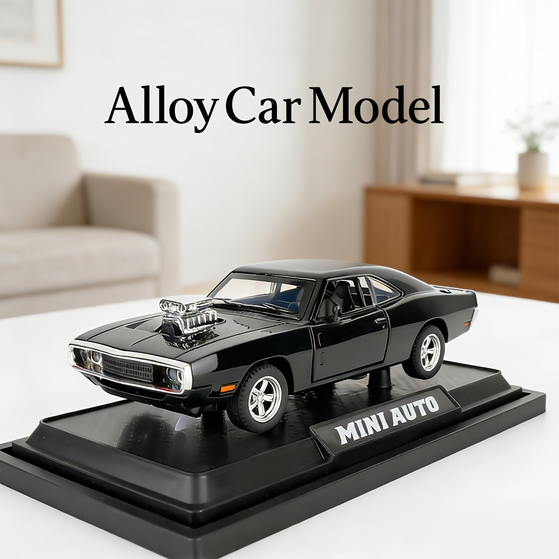 Dodge Challenger Diecast Model Car Zinc Alloy Collectible Static Replica – Highly Detailed Home & Office Decor, Birthday Christmas Gift for Car Enthusiasts (Blue / Black / White)