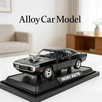 Dodge Challenger Diecast Model Car Zinc Alloy Collectible Static Replica – Highly Detailed Home & Office Decor, Birthday Christmas Gift for Car Enthusiasts (Blue / Black / White)