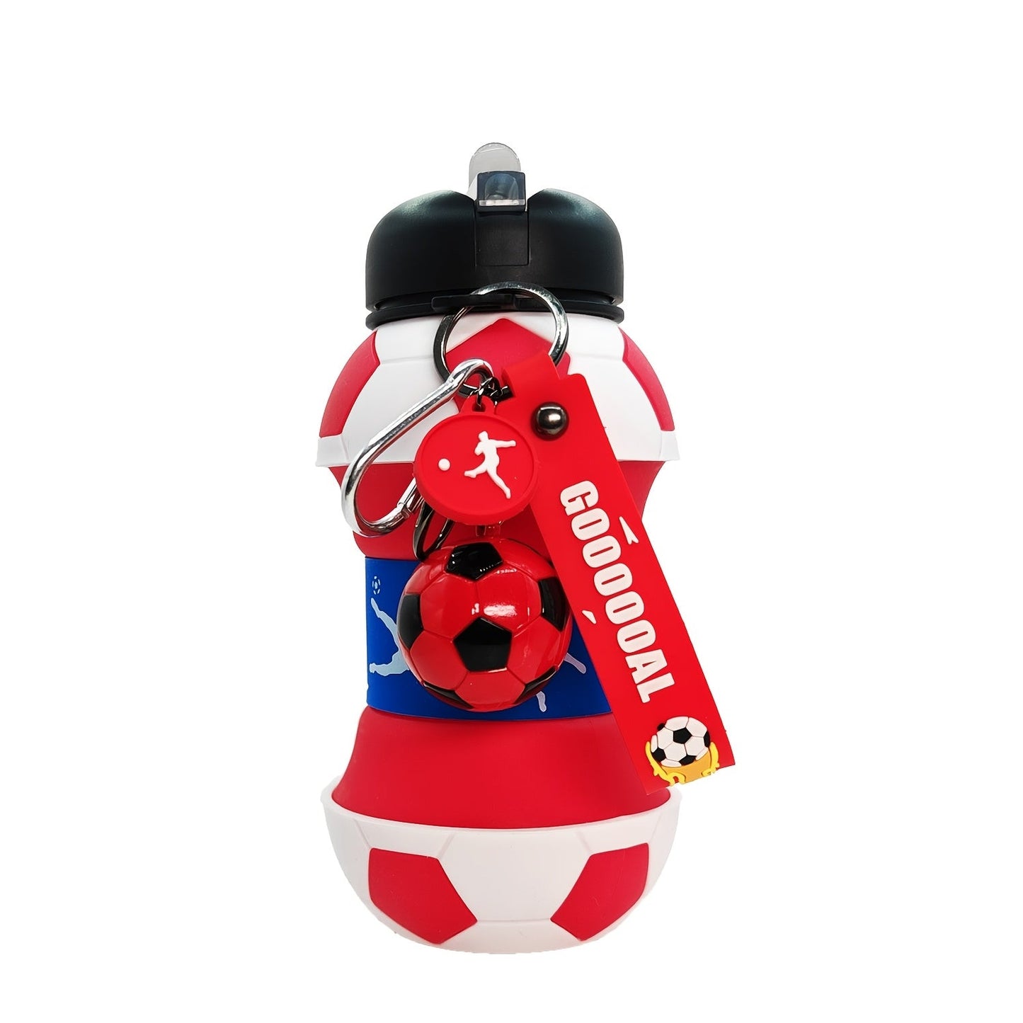Football Shaped Silicone Water Bottle 550ml Black – Leak-Proof Portable Sports Bottle with Lid, 18.6oz Novelty Squeeze Bottle for Gym, Outdoor, Camping & Sports Fans