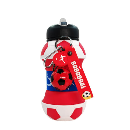 Football Shaped Silicone Water Bottle 550ml Black – Leak-Proof Portable Sports Bottle with Lid, 18.6oz Novelty Squeeze Bottle for Gym, Outdoor, Camping & Sports Fans