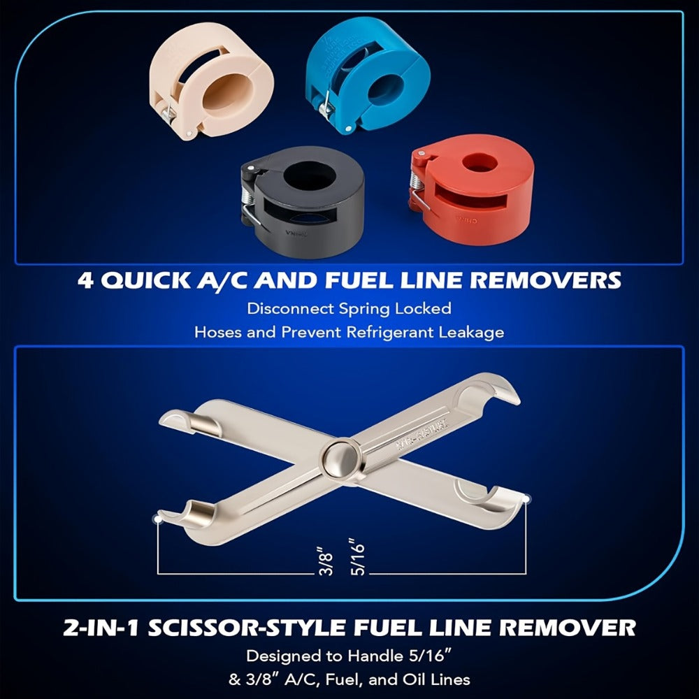 Fuel Line Disconnect Tool Set - 26pc Master Quick Disconnect Kit with AC & Transmission Disconnect Pliers for Fuel Line Removal, Automotive AC Fuel System Repair