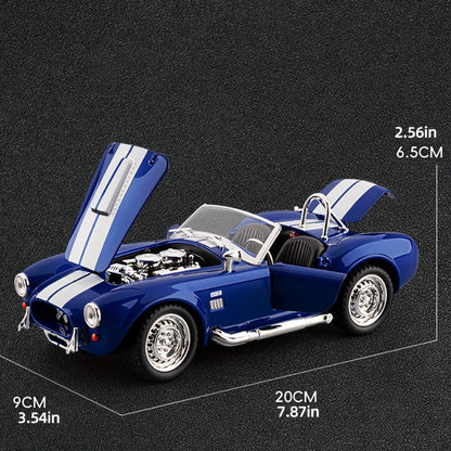 Shelby Cobra 1:22 Scale Zinc Alloy Diecast Model Car – Collector-Grade Exhibition-Quality Replica with Openable Doors, Static Display for Home Office Desk, Birthday Gift (Black / Blue / Red)