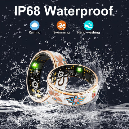 Women's Smart Ring Fitness & Sleep Tracker – Step, Distance & Calorie Monitor, IP68 Waterproof, Bluetooth 5.3, iOS & Android, Elegant Daily Accessory, Gift for Mom & Girlfriend