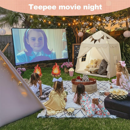 Play Tent for Kids Extra Large – Portable Foldable Teepee Indoor Outdoor Dome Playhouse with Flags, Bed Canopy Reading Nook for Boys Girls, Beige Pink Green Brown Cream 51–59 Inch