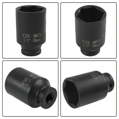 Deep Impact Socket Set 9pcs 29-38mm – 1/2" Drive Metric Axle Hub Nut Sockets for Installation & Removal, Heavy-Duty Plastic Construction, Auto Wheel Bearing & Hub Repair Tool